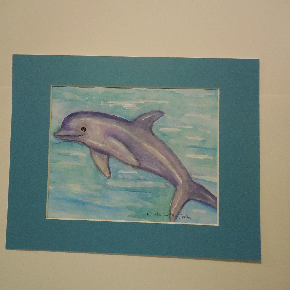 Bottlenose Dolphin Original Watercolor HAND CRAFTED Painting - Picture 1 of 5